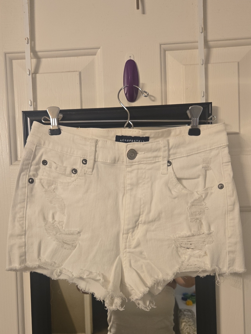 Aeropostale Women's White Vintage High Rise Shorty Shorts Sz 4